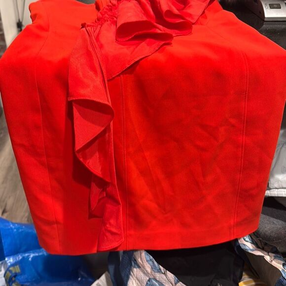 Cinq A Sept Adrie One Shoulder Ruffle Red Mini Cocktail Dress Size 4 EUC - Picture 8 of 9